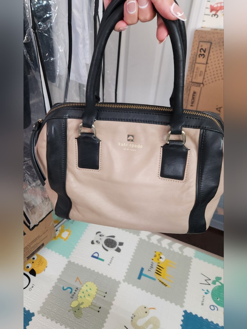 Kate Spade Beige and Dark Brown Leather Satchel